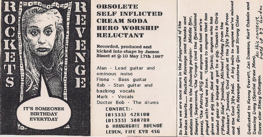 Rockets revenge its somebodys birthday every day cassette
        inlay